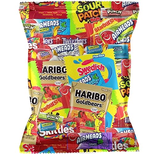 Bulk Assorted Fruit Candy - Starburst, Skittles, Swedish Fish, Air Heads, Jolly Rancher, Sour Punch, Sour Patch Kids, Gold-Bears Gummi Bears & Twizzlers (32 Oz Variety Pack)