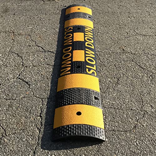 IMPERIAL STANDARD 6' Speed Bump - Slow Down Speed Bumps for Asphalt - Black Speed Humps - 6 Foot Portable Speed Bump - Rubber Speed Bumps - Speed Bumps for Road and Driveway (6' Speed Bump)