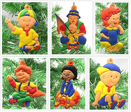 Caillou Christmas Tree Ornament Set Featuring Caillou and Friends - Unique Shatterproof Plastic Design