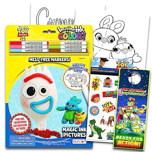 Disney Imagine Ink Toy Story Mess Free Markers and Coloring Book - Toy Story 4 Coloring Pages Bundle for Kids Ages 4-8 with Stickers and Door Hanger.