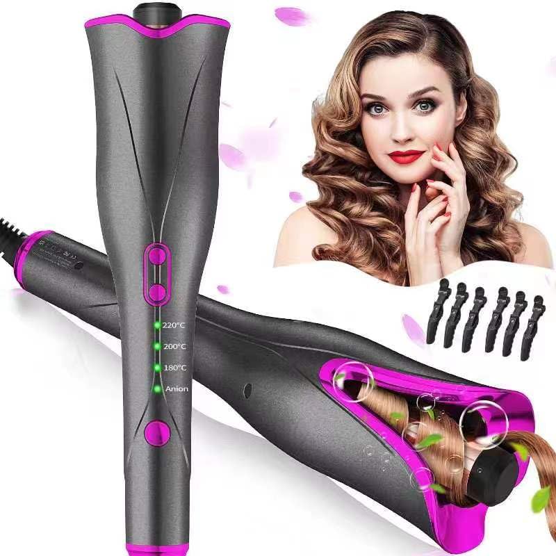 Automatic Hair Curler, Professional Anti-Tangle Automatic Curling Iron with 1' Curling Iron Large Slot & 4 Temperature & 3 Timer, Dual Voltage Rotating Curling Iron with Auto Shut-Off for Hair Styling