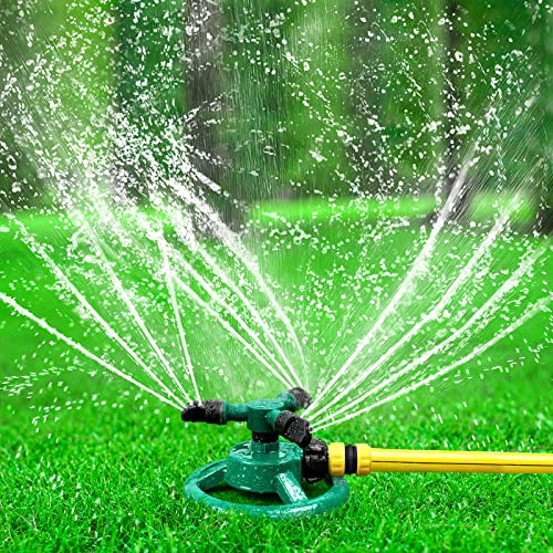 Garden Sprinkler, Adjustable 360 Degree Rotation Lawn Sprinkler, Large Area Coverage, Multipurpose Yard Sprinklers for Plant Irrigation and Kids Playing