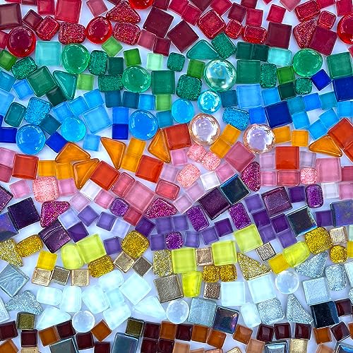 LITMIND 1.1LB Assorted Colors Irregular Crystal Glass Mosaic Tiles - Perfect for Art Crafts, Mosaic Making Projects, Home Decor, and More