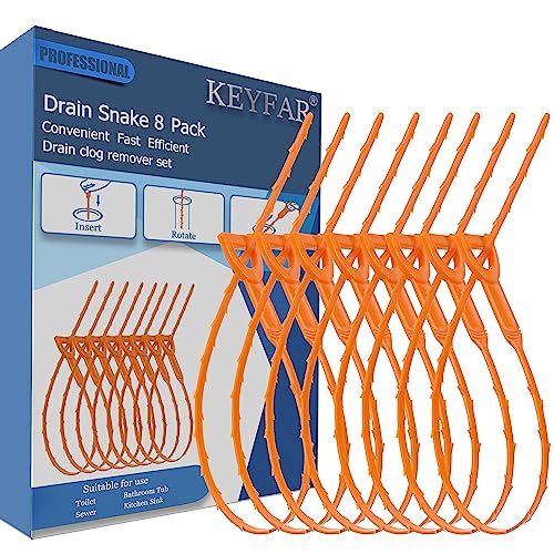 8 Pack 25inch Drain Snake Clog Remover, Drain Hair Remover, Sink Snake Drain Auger Cleaner Tool For Bath Tub, Toilet, Kitchen Sink, Sewer