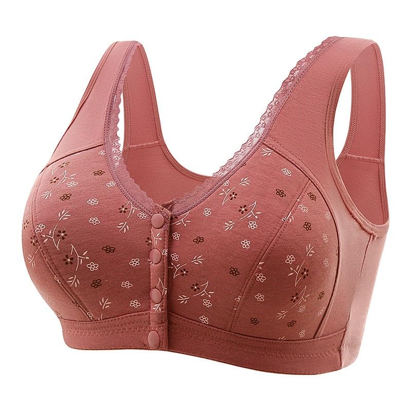 ladies bras my order Daisy Bras for Older Women 2024 Comfy Convenient Front Closure Bras Full Support No Underwire Bras fp movement clearance promo codes for discount free Coffee-1 3XL