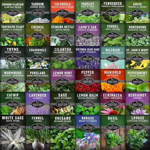 Ultimate Medicinal Herbs Collection - 36 Variety Pack of Herb Seeds for Growing Essential Healing Plants - Mixed Assortment for Homesteaders - Non-GMO Heirloom Varieties - Survival Garden Seeds