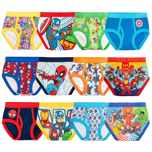 Marvel Boys' Toddler Exclusive 12-PK UNBOXING Spiderman Friends Perfect for Gifting & Potty Training, 12-Pack Superhero Adventures Brief