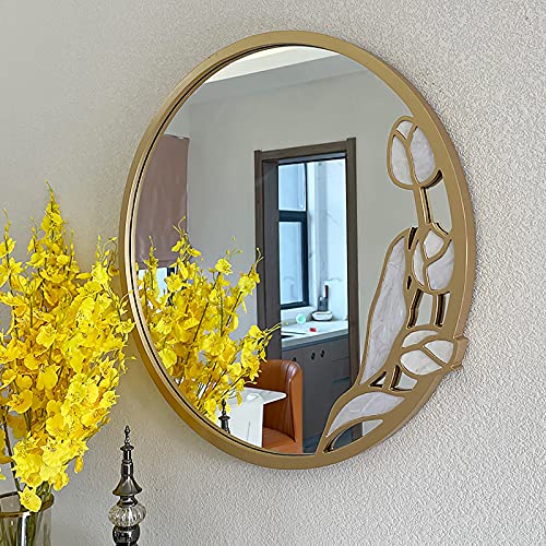 Simple Wall Mounted Decorative Mirror Porch Art Mirror Bedroom Dressing Mirror Gold Circle Mirror for Bedroom and Living Room (60 * 60 cm)