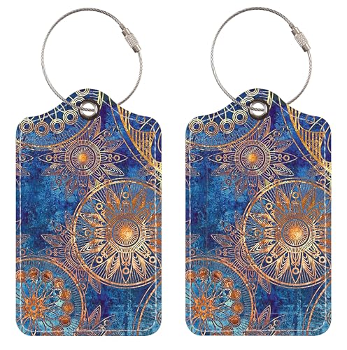 Luggage Tags for Suitcases, 2 Pack Cute PU Leather Suitcase Tag Identifiers TSA Approved with Stainless Steel Loop and Address Card for Baggage Tag for Cruise Airport Travel Essentials by Chelmon