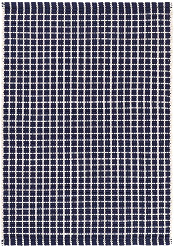 Dash and Albert Gridiron Navy Handwoven Indoor/Outdoor Rug, 10 X 14 Feet, Blue Geometric Pattern