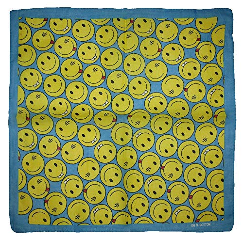 K's Novelties 22'x22' Blue With Emojis 100% Cotton bandana Scarf Head Wrap Neck Headband bandana