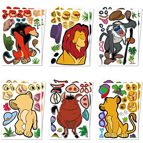 36Pcs Make Your Own Lion King Toys Stickers Sheet,Lion King Birthday Decorations for Lion King Birthday Party Supplies
