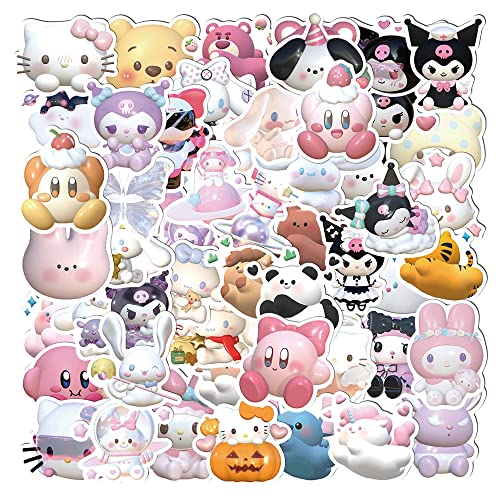 110 Pcs 3D Kawaii Kids Stickers,Cute Anime Stickers for Teens Vinyl Waterproof ，StickersPhone,Laptop,Bottles,Skateboard,Computer,Phone,Anime Sticker Pack,Gifts for Cartoon Fan.