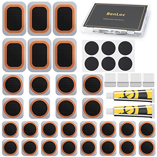 Dexnoca Bike Inner Tire Patch Repair Kit - Bycicle Tube Puncture Patches Kits, 30PCS Vulcanizing Patches, Glueless Patchs for Motorcycle BMX Cycling MTB Road Mountain Bicycle