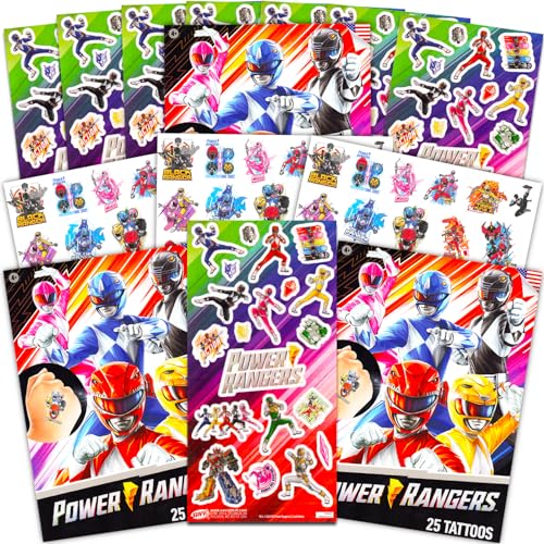 Saban Power Rangers Stickers & Tattoos Party Favors Set ~ Bundle with 160 Stickers and 75 Power Rangers Temporary Tattoos for Boys Girls Kids