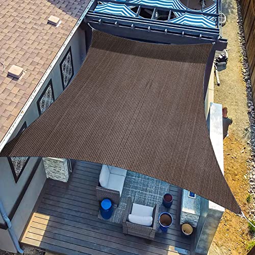 SUNLAX Sun Shade Sail,12'x16' Brown Rectangle Canopy Shades for Outdoor Patio Pergola Cover Sunshade Sails UV Blocking Canovas Covers