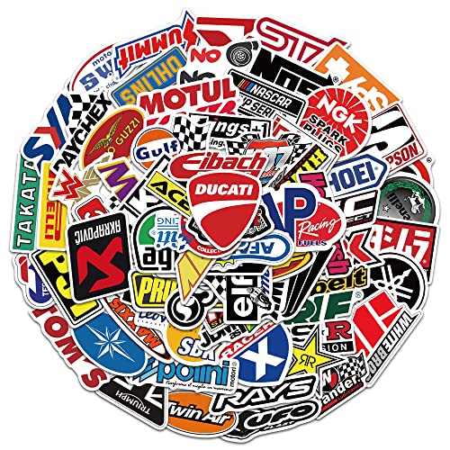 100Pcs Car & Moto Modified Brand Logo Series Sticker Pack Vinyl Stickers for Laptop,Car,Moto,Skateboard,Bike,Luggage Graffiti Decal for Friends,Children,Adults-Waterproof