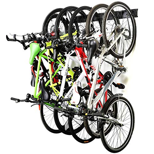 Ultrawall Stainless Steel Bike Storage Rack,6 Bike Storage Hanger Wall Mount for Home & Garage Holds Up to 300lbs, Black