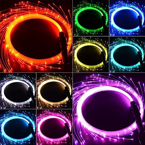 YOFOBU LED Fiber Optic Whip 6ft 360° Swivel Pixel Whip Rechargeable Dance Space Whip 23 Color Effect Modes Rave Whip Toy for LED Light Show,Club,EDM Music Festivals Parties