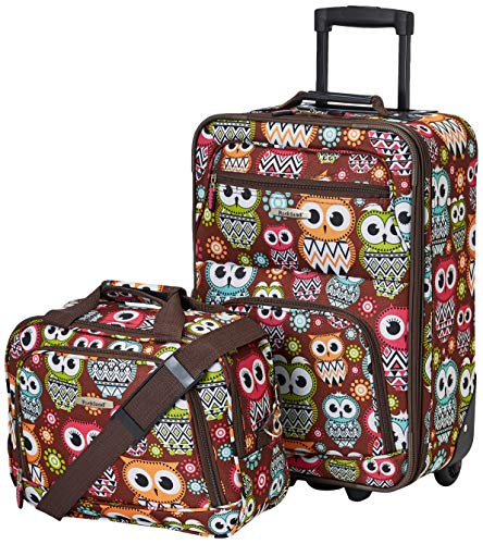 Rockland Fashion Softside Upright Luggage Set, Expandable, Owl, 2-Piece (14/19)
