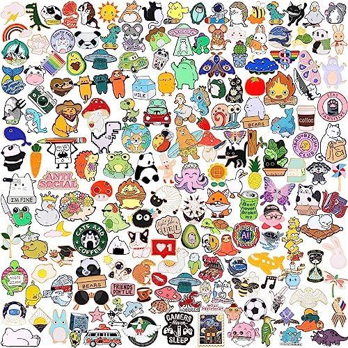 Japior 20/30/60/100 Mixed Enamel Pins for Backpacks,Hat Cute Funny Button Pins Bulk Set,Cartoon Plant Aesthetic Brooch Lapel Backpack Pins for Hats Women Girls Cloths Decoration