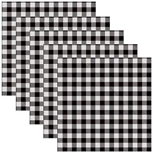 Buffalo Plaid Vinyl - 12'x12' Self Adhesive Backed Vinyl Buffalo Plaid Permanent Assorted Vinyl 5 Sheets (White/Black)