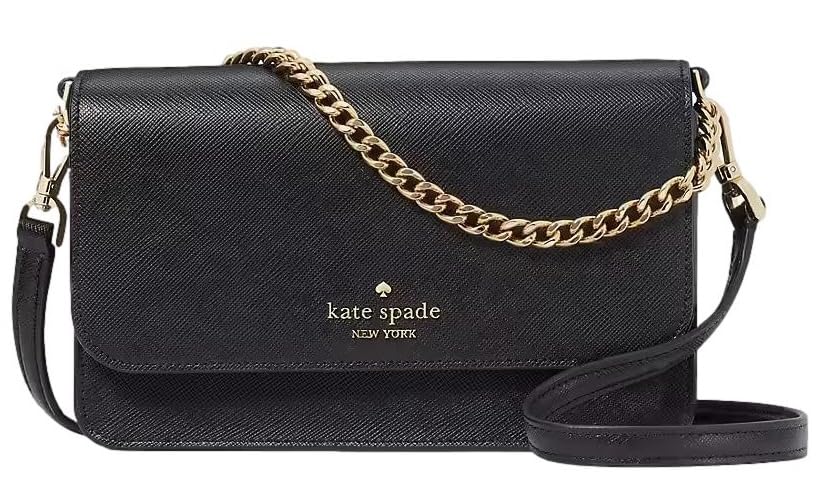 Kate Spade New York Women's Madison Saffiano Leather Small Flip CrossBody Bag, Black