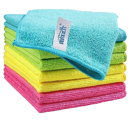 HOMEXCEL Microfiber Cleaning Cloth,8 Pack Cleaning Rag,Cleaning Towels with 4 Color Assorted,11.5'X11.5'(Green/Blue/Yellow/Pink)