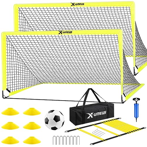Portable Pop Up Soccer Goal Set with Ball, Ladder, Cones - For Backyard Training and Games