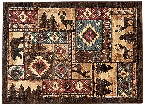 Home Dynamix Buffalo Bear Rustic Area Rug, Brown/Red, 5'2'x7'2', Rectangular