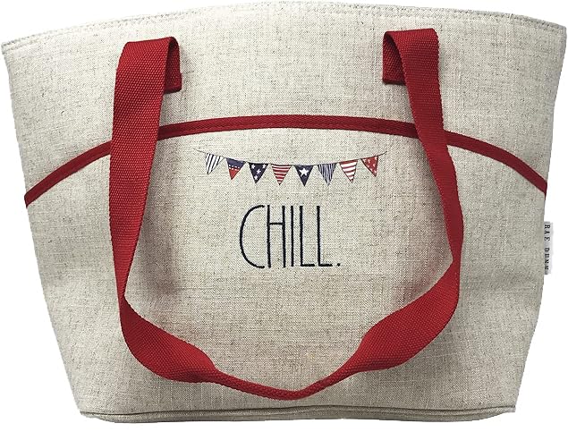 Rae Dunn Tote with Linen Exterior, and insulated lining to help keep food fresh from heat & Cold. (Chill)