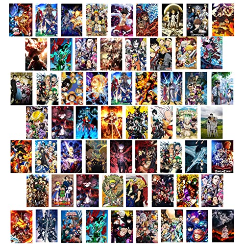 MeleBase Anime Wall Collage Kit Aesthetic 60 PCS Anime Room Decor 4.2x6.2 inch Small Anime Posters Manga Collage Kit, Anime Pictures for Wall Collage Kit