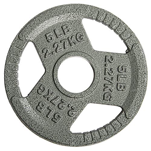 Signature Fitness Cast Iron Plate Weight Plate for Strength Training and Weightlifting, 2-Inch Center, 5LB (Single)