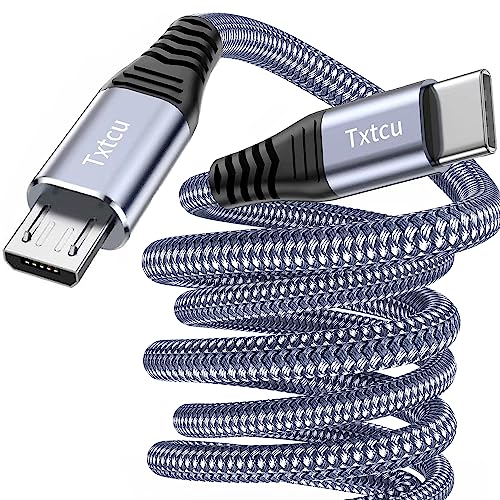 Txtcu USB C to Micro USB Cable 3.3ft, USB Type C to Micro Cable Braided USB C to Micro Charger Cable Android Charging Cord Dast Sync Compatible for Samsung Galaxy S7/S5/J7/J3,LG,PS4,Kindle,Camera,GPS