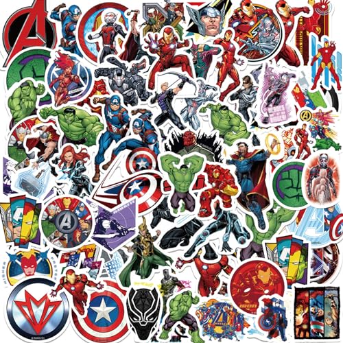 Pogiimi 100 Pcs Superhero Stickers for Water Bottles Vinyl Waterproof Comic Legends Stickers with Party Favors for Kids Teens Adults Laptop Luggage Computer Stickers Decal Party Gift