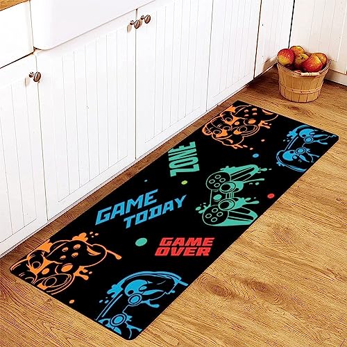 MoBlinko Kitchen Rugs Colorful Joystick Gamepad Video Game Player Bathroom Mat Non Skid Washable Standing Floor Mat Runner Carpet for Bathroom Home Office Farmhouse Laundry 39x 20 Inch