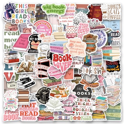 Bonitzdm 103PCS Bookish Stickers,Book Stickers for Kindle,Laptop Computer Phone Water Bottle Waterproof Stickers Book Lover Gift