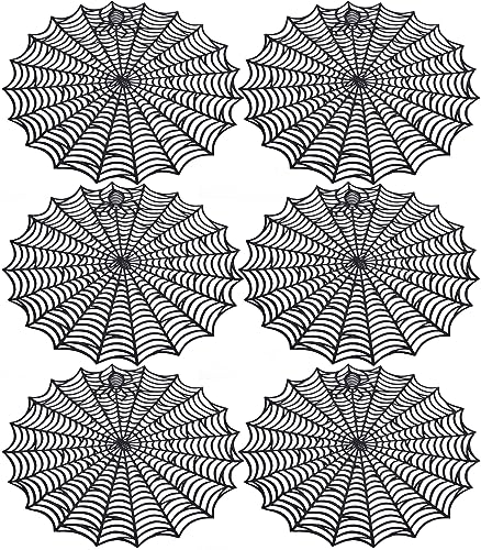 6 Pcs Halloween Spider Web Placemats- 15' Heat Insulation Halloween Placemats Spider Web Table Mats- Hollow Out Spiderweb Coasters Placemat for Dining Table Halloween Decoration