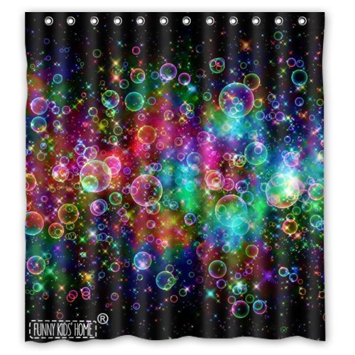 FUNNY KIDS' HOME Colorful Bubbles Beautiful Rainbow Abstract- Personalize Custom Bathroom Shower Curtain Waterproof Polyester Fabric 66(w) x72(h) Rings Included