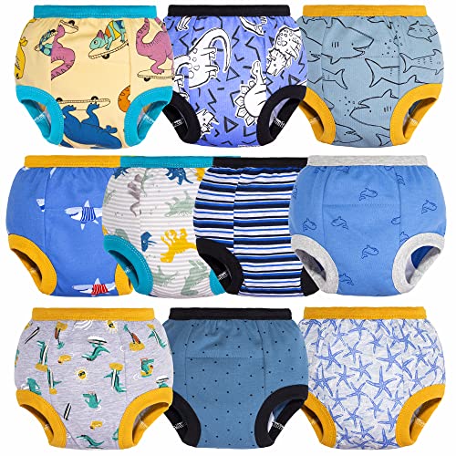BIG ELEPHANT Baby Boys' 10 Pack Toddler Potty Training Pants 100% Cotton Underpants, 3T