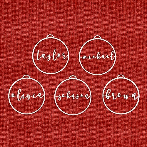 ROCC RUSTED ORANGE CRAFTWORKS CO. Minimalist Custom Ornaments (5 Pack; 4 inch) - Customized Christmas Ornament Name Custom Ornament