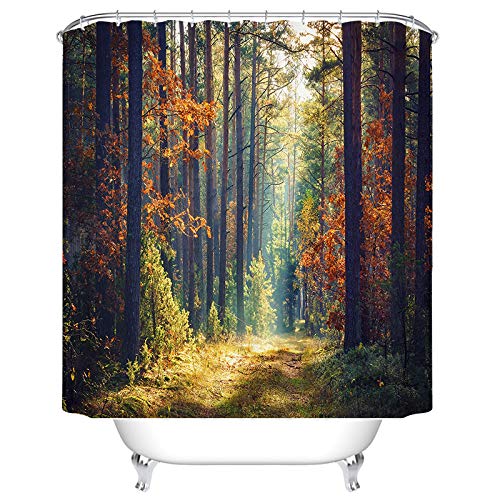BEEBEE Woods Forest Shower Curtain for Bathroom Shower Curtain Set with Hooks Bathroom Accessories Polyester Fabric 72 x 72 INCHES