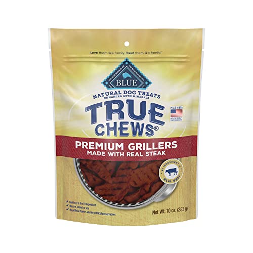 Blue Buffalo True Chews Premium Grillers Natural Dog Treats, Steak 10 oz bag