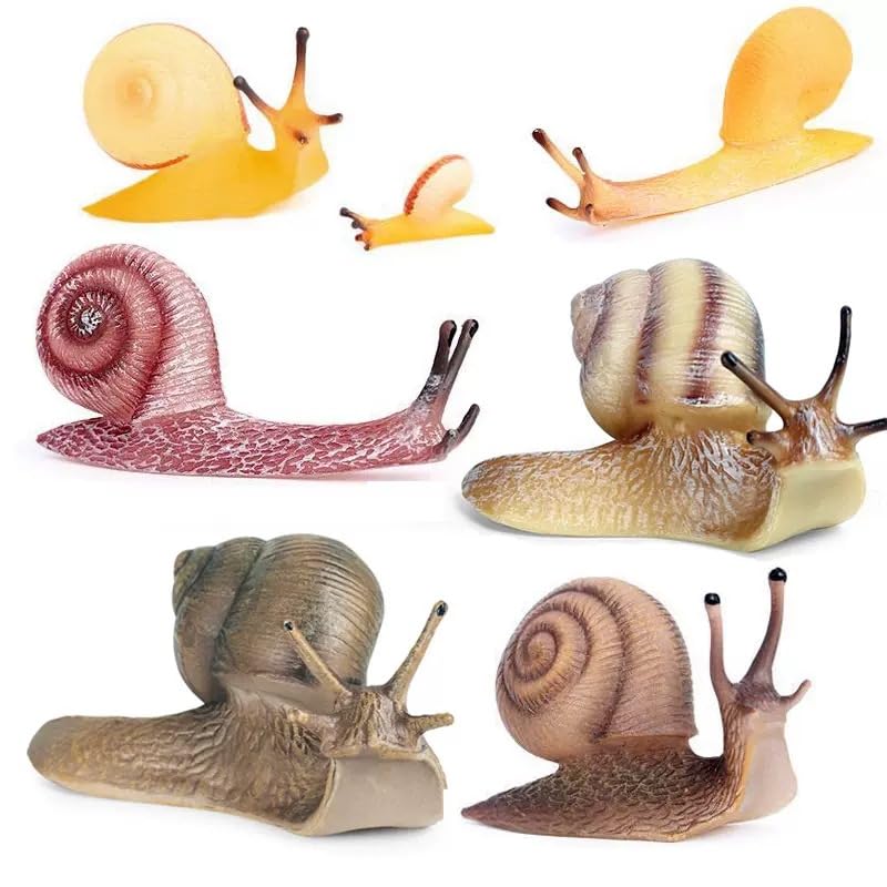 titihuirie 7 Pcs Snail Figurine Miniature Snail Model Realistic Animal Figurines Fairy Garden Micro Landscape Decor