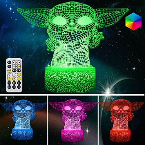 3D Night Light for Kids, 16 Color Change Baby Light for Room Decor, USB Charge 3D Illusion Lamp with Timing Function Remote Control, for Kids Best Star Wars Fans Christmas Birthday Gifts