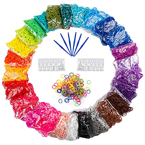 12730+ Loom Rubber Bands Refill Kit in 26 Color with 500 Clips,6 Hooks, Premium Bracelet Making Kit for Kids Weaving DIY Crafting Gift
