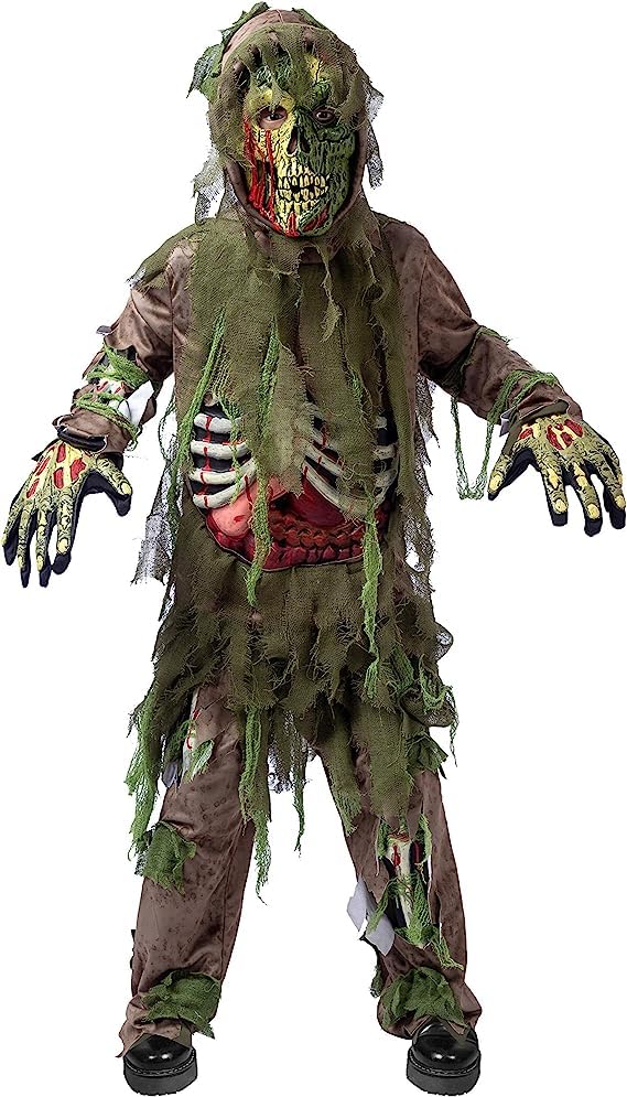 Spooktacular Creations Swamp Deluxe Skeleton Living Dead Zombie Costume for Halloween Kids Monster Role-Playing-M(8-10yr)