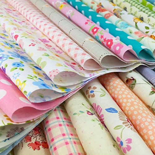 flic-flac Quilting Fabric Squares 100% Cotton Precut Quilt Sewing Floral Fabrics for Craft DIY (12 x 12 inches, 60pcs)