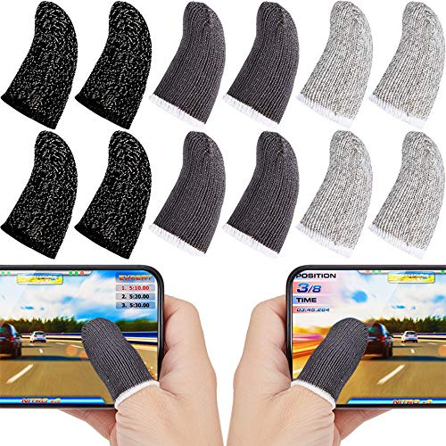 20Pieces Breathable Mobile Game Controller Finger Sleeve NMEGOU Touch Trigger for Fortnite PUBG Mobile Rules of Survival Gatillos (Light Gray)