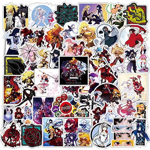 50Pcs RWBY Merchandise Stickers Pack | Manga Anime Vinyl Waterproof Stickers for Water Bottle,Skateboard,Laptop,Phone,Car Decal Stickers Gift for Adults Teens Kids for Party Decor (Ruby)…